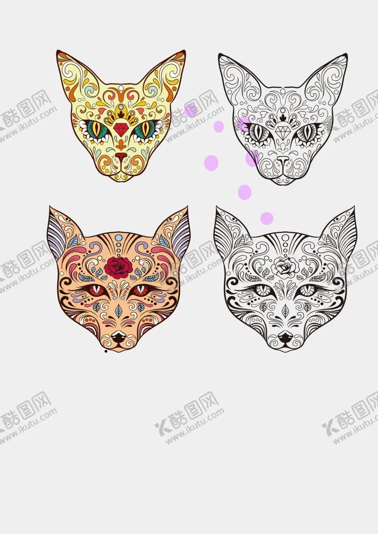 编号：21112906282032522540【酷图网】源文件下载-手绘彩色豹子头设计元素图案