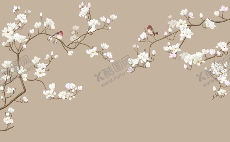编号：35397501291105179771【酷图网】源文件下载-中式花鸟壁画
