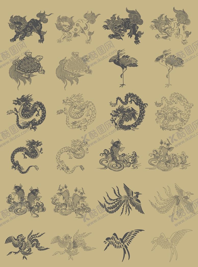 编号：62908109141652363504【酷图网】源文件下载-山海经古兽图案