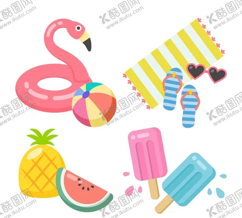 编号：69857009130604550176【酷图网】源文件下载-彩色夏季度假物品