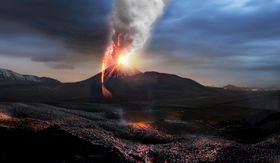 原创手绘矢量元素火山