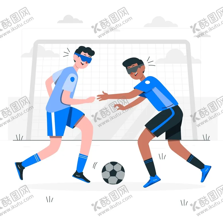编号：29983901300150562090【酷图网】源文件下载-卡通蓝色蒙眼踢球