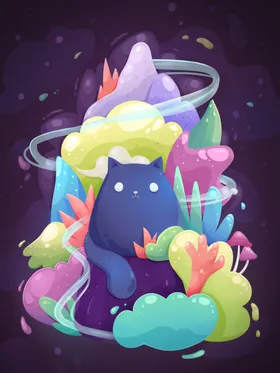 创意卡通插画图案场景节气梦幻