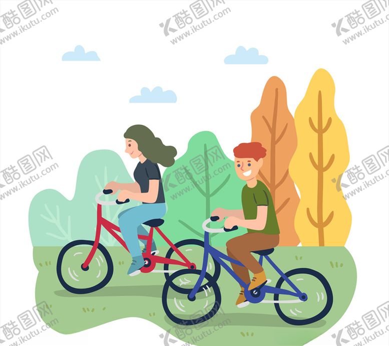 编号：65884709251148266867【酷图网】源文件下载-创意郊外骑单车的男女