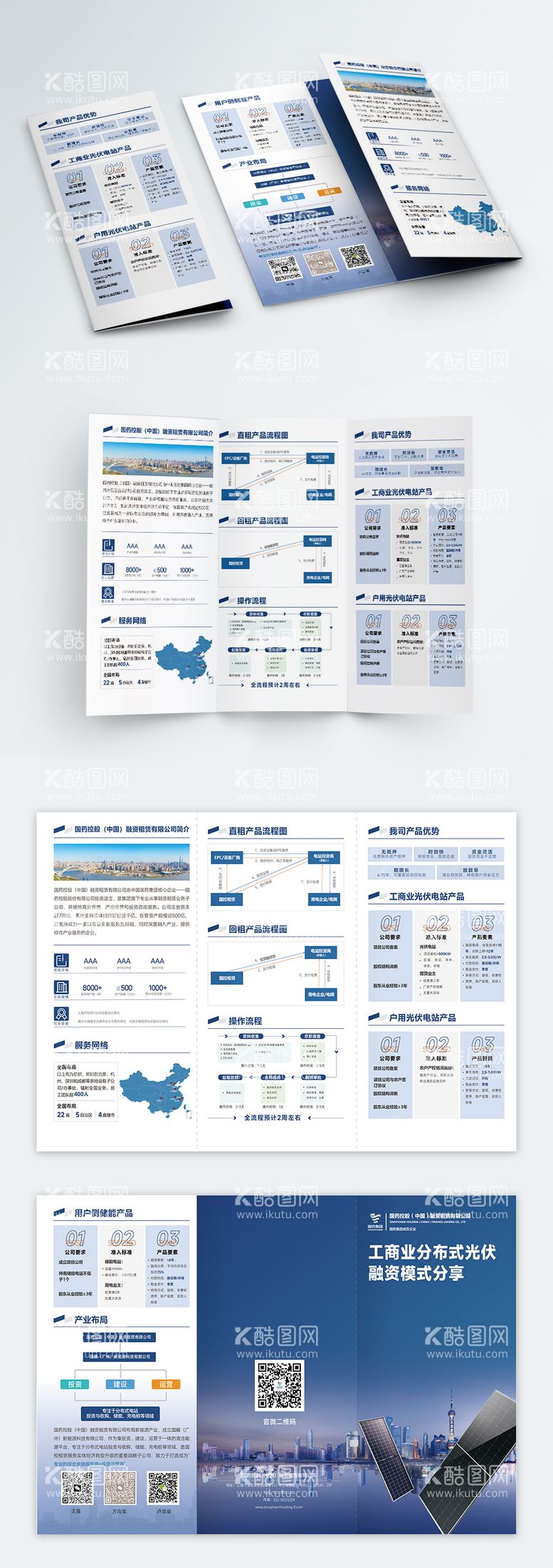 编号：80665911300731181957【酷图网】源文件下载-国药新能源光伏蓝色三折页