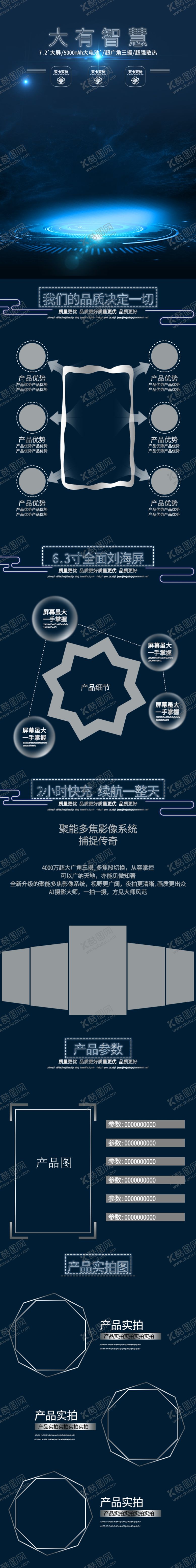 编号：93264507140918062402【酷图网】源文件下载-科技感淘宝详情页模板