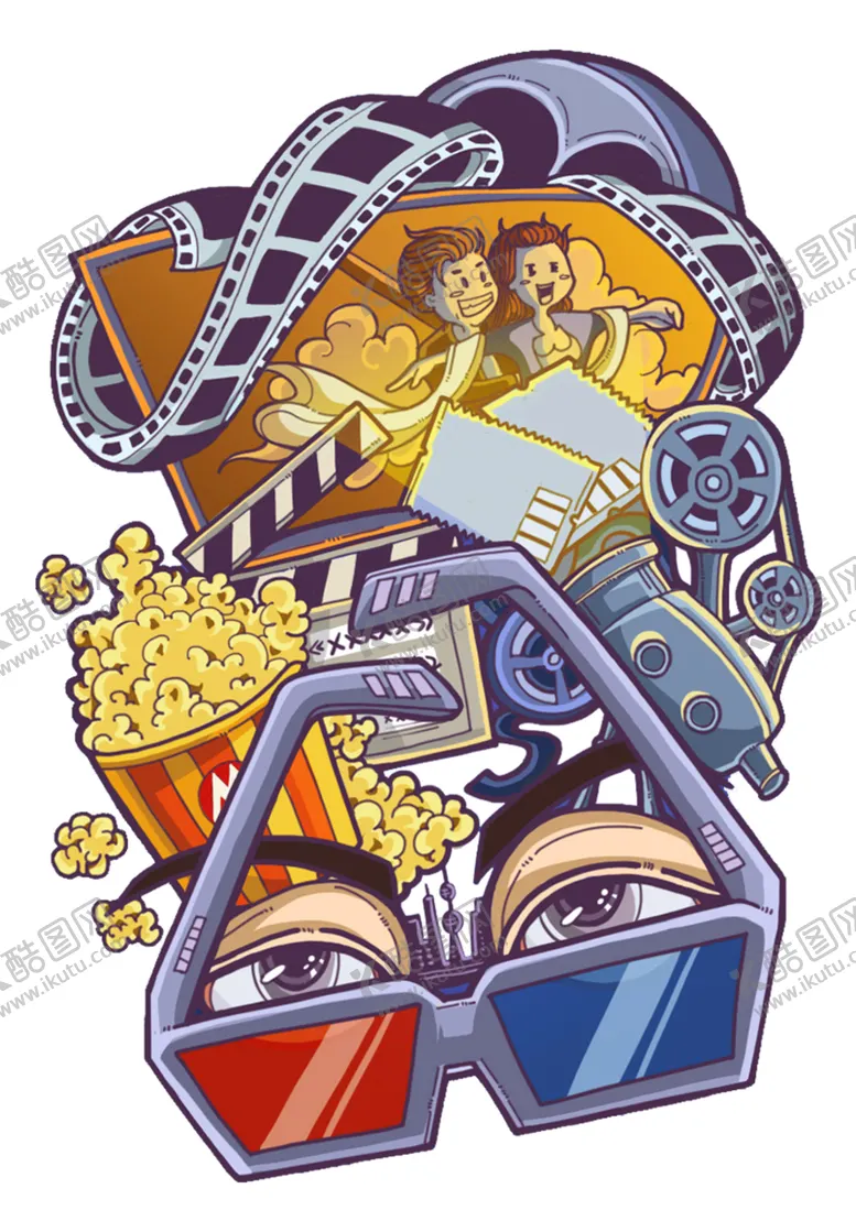 编号：45541501140722158335【酷图网】源文件下载-潮流电影卡通插画