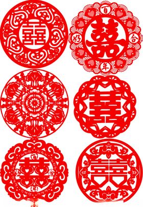 喜庆中式双喜剪纸图案