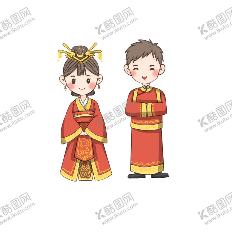编号：46390404151232487005【酷图网】源文件下载-卡通新郎新娘PNG免扣素材