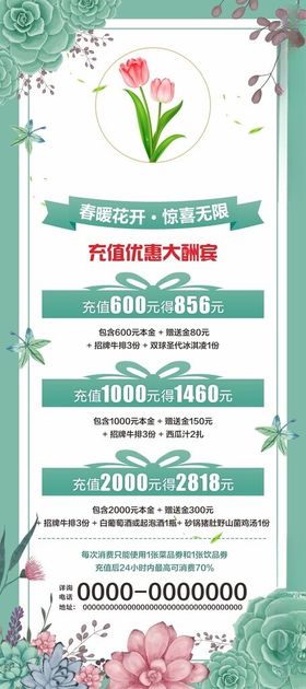 春季西餐美食促销展架海报