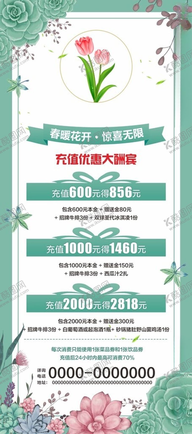 编号：20679704092234332784【酷图网】源文件下载-春季西餐美食促销展架海报