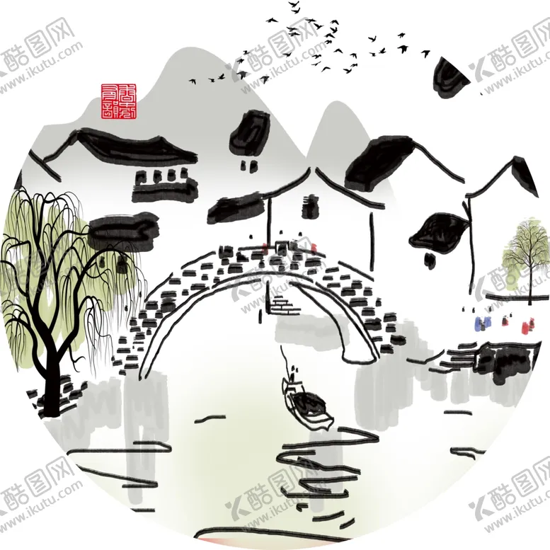 编号：57554106252347046954【酷图网】源文件下载-新中式圆形装饰画