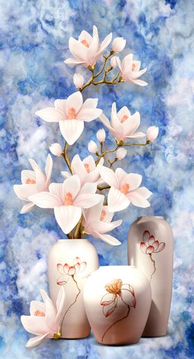 平安富贵中式花瓶玄关画