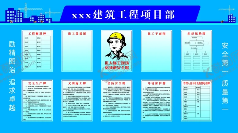 编号：29935109121549153422【酷图网】源文件下载-建筑工程项目部展板
