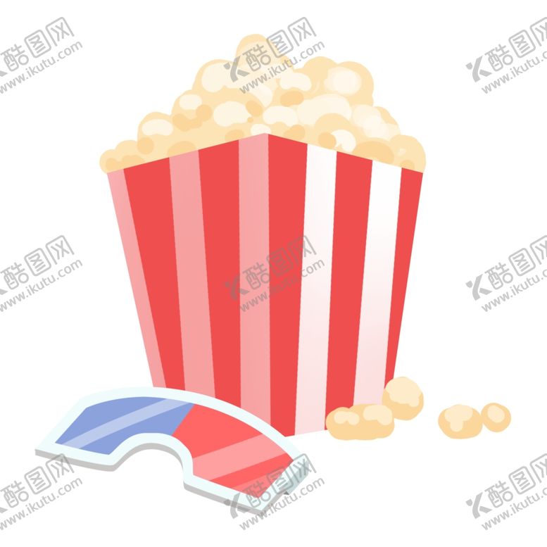 编号：17479309192322322752【酷图网】源文件下载-爆米花3D眼镜插画