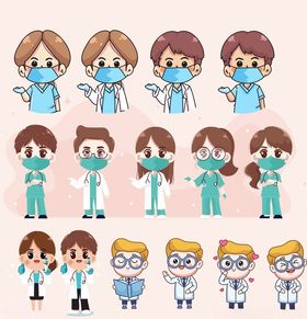 医护人员卡通形象集合