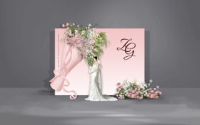 白粉绿色花艺