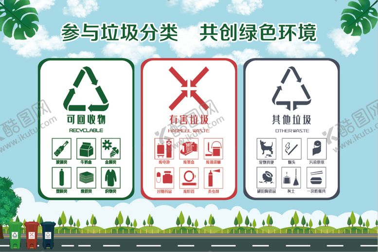编号：17384909280727478547【酷图网】源文件下载-参与垃圾分类 共创绿色环境