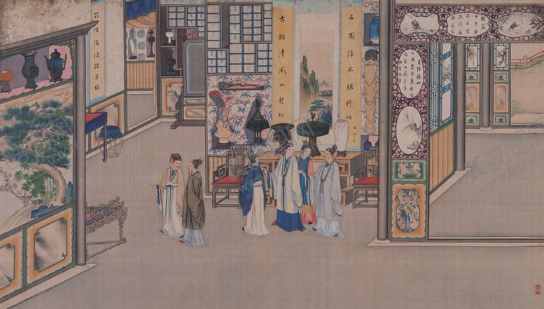 编号：45294705111244382566【酷图网】源文件下载-红楼梦场景精美工笔画