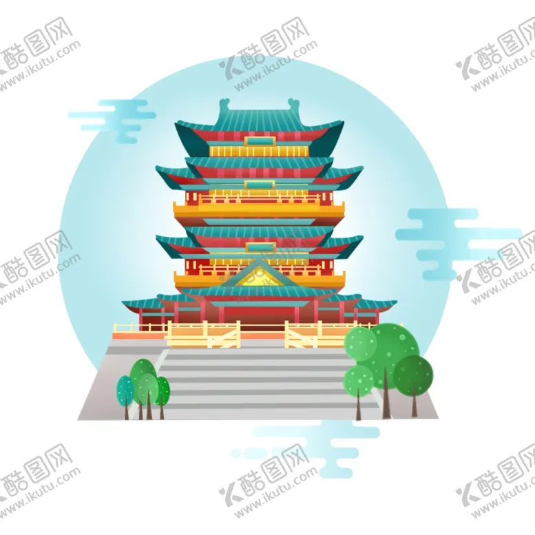 编号：11885502172307536779【酷图网】源文件下载-彩色卡通手绘城市地标
