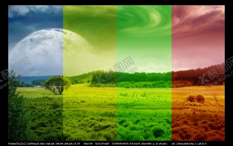 编号：16973609191014106121【酷图网】源文件下载-四色风景照海报