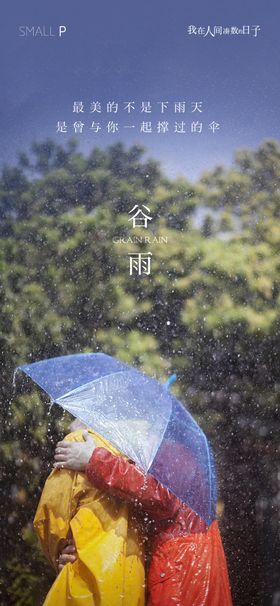 地产水墨风谷雨节气海报