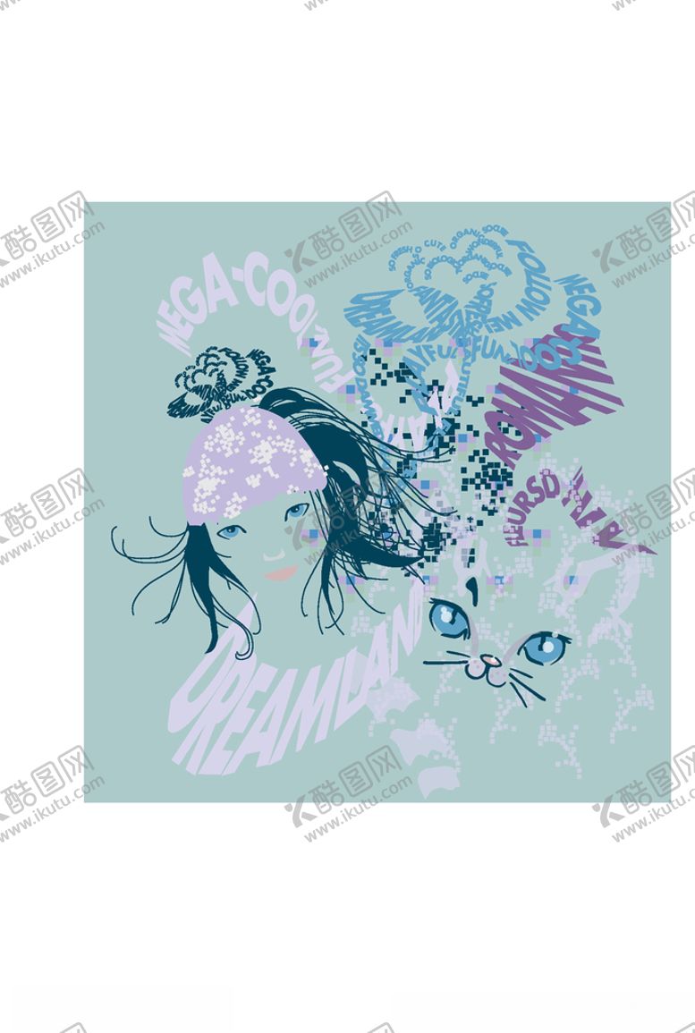 编号：70762606170308069400【酷图网】源文件下载-女装人物印花
