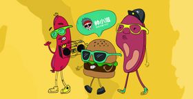 卡通食物角色欢乐互动