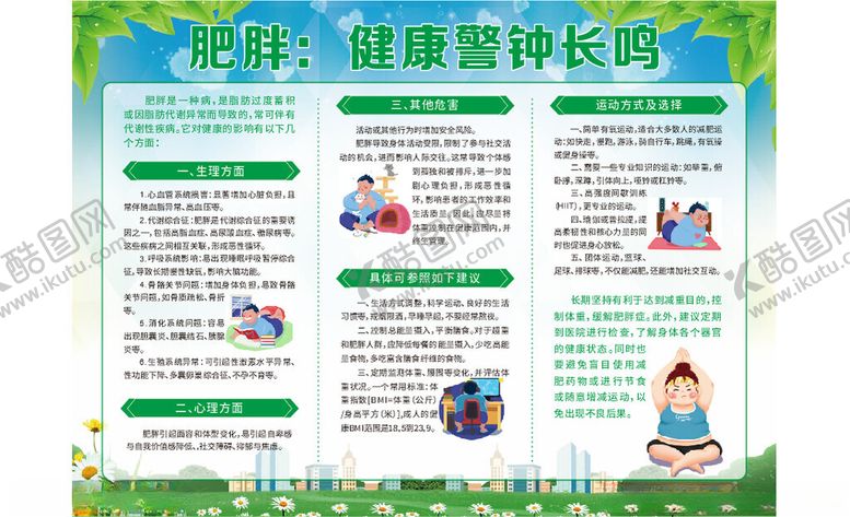 编号：86360101260334364642【酷图网】源文件下载-肥胖的危害防治肥胖宣传栏展板