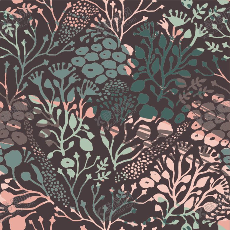 编号：26643110311505276668【酷图网】源文件下载-叶子花卉无缝图案