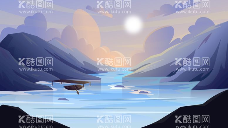 编号：93167810080459540389【酷图网】源文件下载-大山大河峡谷插画图片