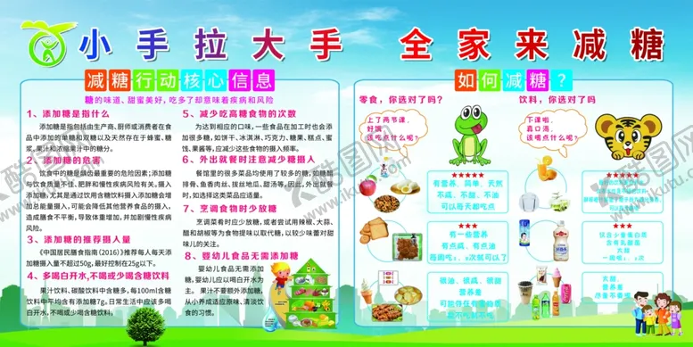 编号：42848505051601145397【酷图网】源文件下载-小手拉大手全家来减糖