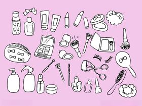 手绘美妆护肤用品集合