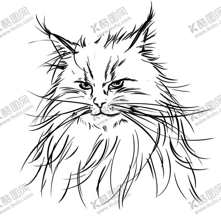 编号：67102602170858406856【酷图网】源文件下载-卡通黑白简笔猫图案