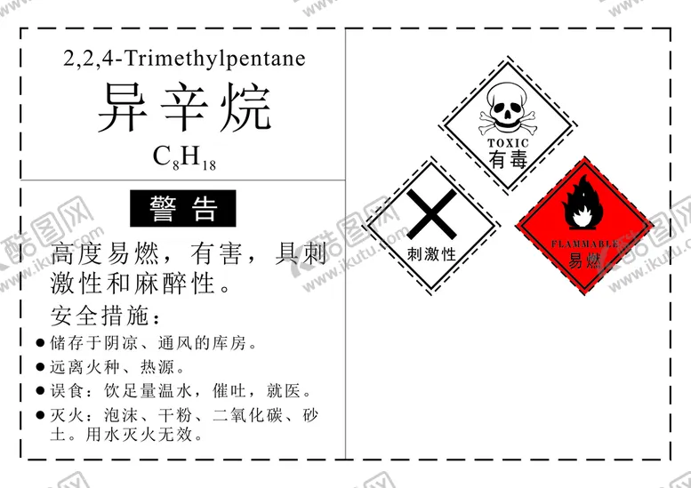编号：37124710170206027531【酷图网】源文件下载-危化品异辛烷标签
