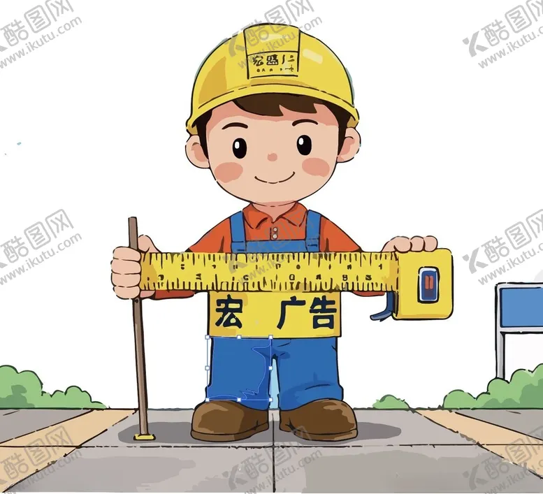 编号：41333001281215096268【酷图网】源文件下载-卡通广告人测量尺寸卡通工人