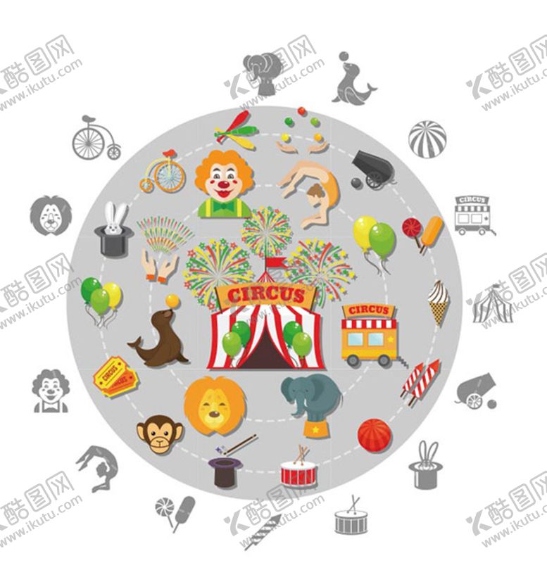 编号：30496710080512488207【酷图网】源文件下载-马戏团矢量图解矢量