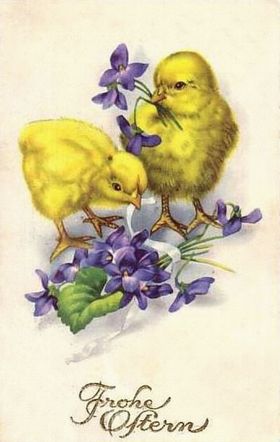 黄色小鸡花朵油画