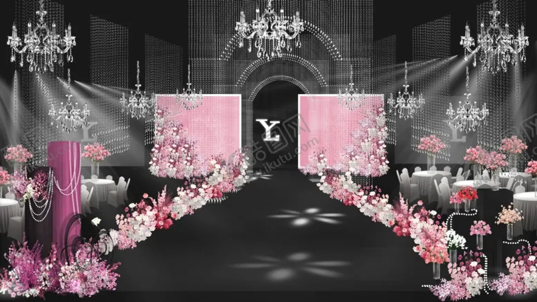 编号：85277002221714409433【酷图网】源文件下载-玫粉色婚礼主舞台设计