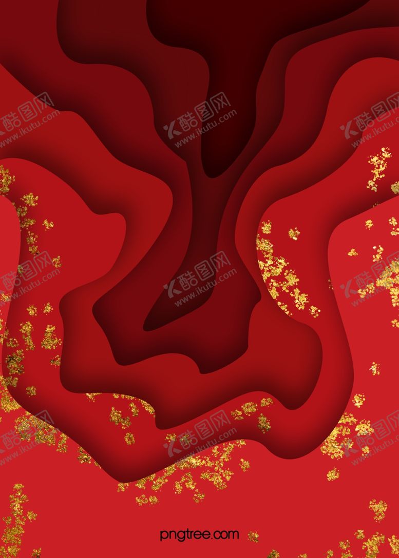 编号：95244907041625406060【酷图网】源文件下载-流线红色金粉剪纸渐变背景