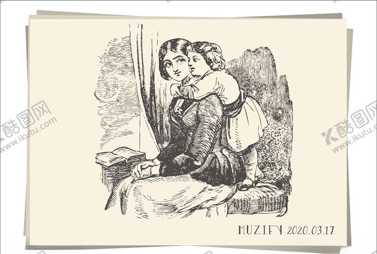 编号：26222509221044427200【酷图网】源文件下载-母亲与儿子素描画