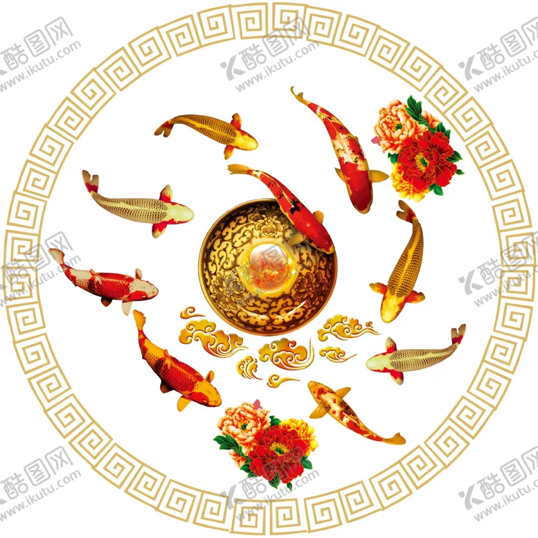 编号：48063106300851138475【酷图网】源文件下载-锦鲤背景墙