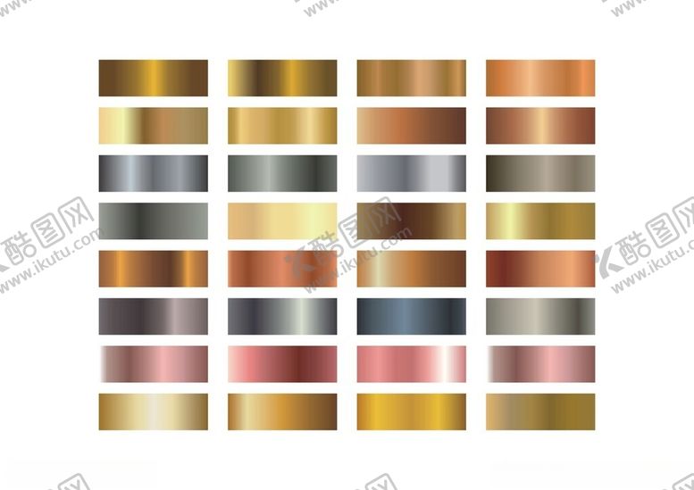 编号：76220104201947444660【酷图网】源文件下载-多样金属色渐变色卡