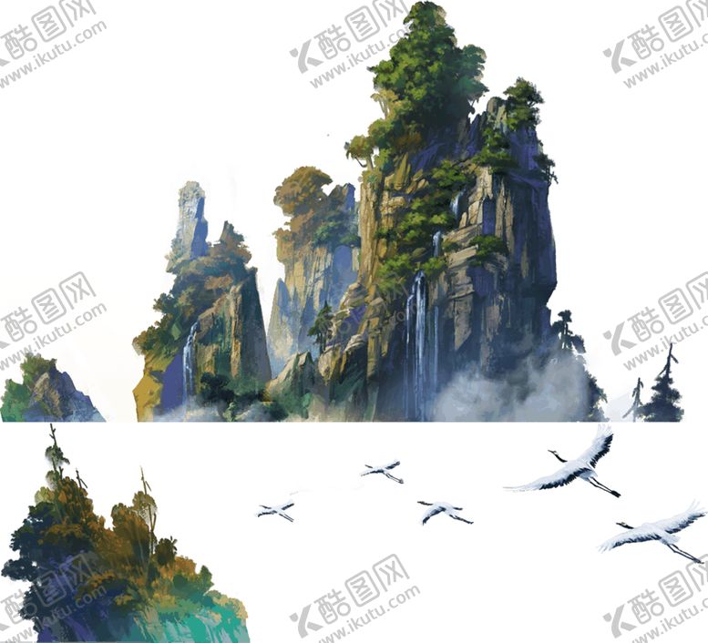 编号：17729003270028076987【酷图网】源文件下载-山峰青山鸟古风场景