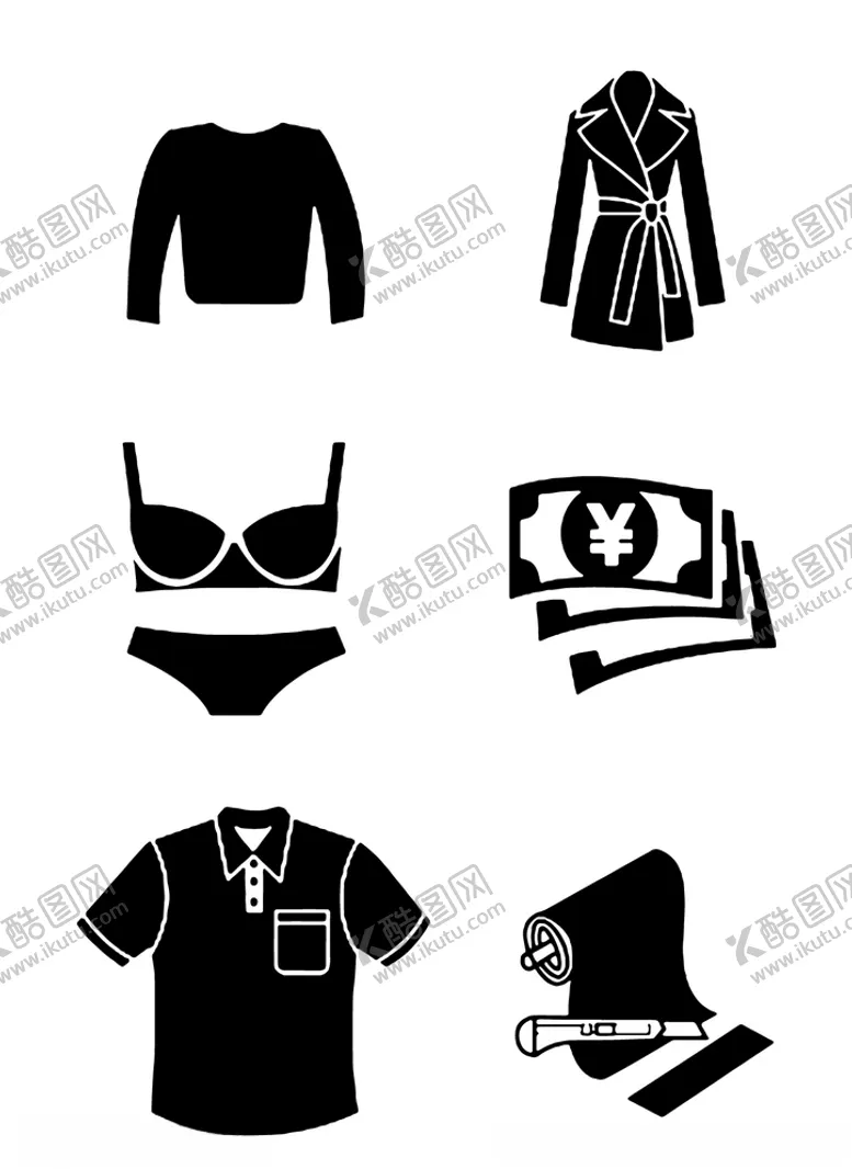 编号：40379506281333375009【酷图网】源文件下载-服装布料剪影
