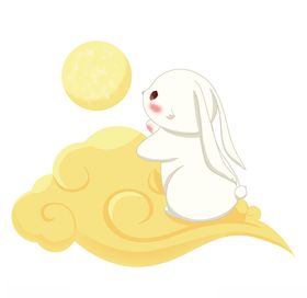 玉兔祥云中秋元素