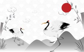 中国风背景画手绘花清新展板素材