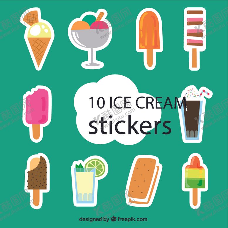 编号：68501309102020558999【酷图网】源文件下载-冰淇淋贴纸
