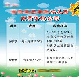 公园价格公示牌