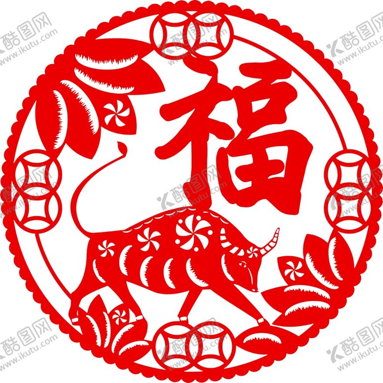 编号：66223004220231173487【酷图网】源文件下载-生肖牛剪纸